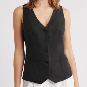 NEW Favorite Daughter The Jones Linen Vest in Black
